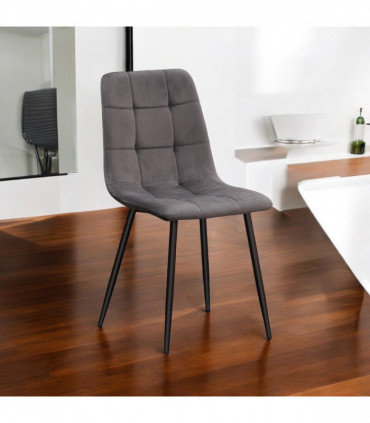 GREY FABRIC CHAIR BLACK METAL LEGS