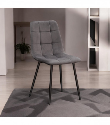 GREY FABRIC CHAIR BLACK METAL LEGS