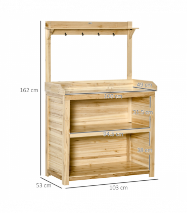 Garden Potting Bench Table Workstation w/ Galvanized Tabletop, Storage Shelves