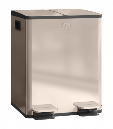 HOMCOM 2 x 20L Dual Kitchen Bin Pedal Bin for Recycling and Waste, Gold Tone