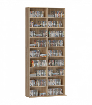 HOMCOM 640 CD Storage Unit 360 DVD Storage Tower w/ 18 Compartments Natural
