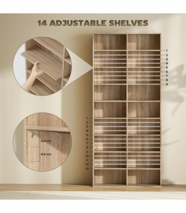 HOMCOM 640 CD Storage Unit 360 DVD Storage Tower w/ 18 Compartments Natural