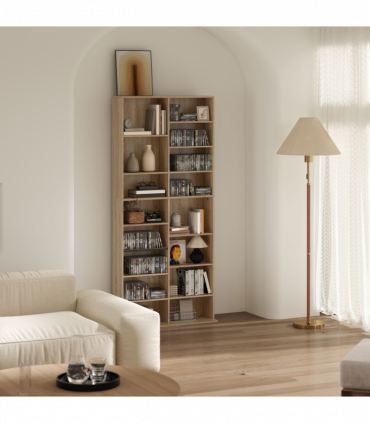 HOMCOM 640 CD Storage Unit 360 DVD Storage Tower w/ 18 Compartments Natural