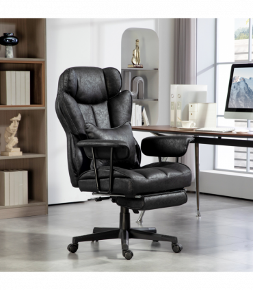 HOMCOM Office Chair, Ergonomic Desk Chair with Foot Rest, Black