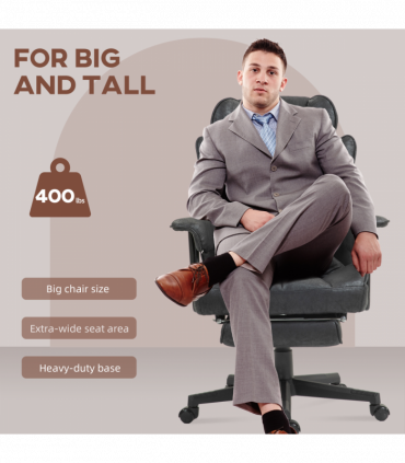 HOMCOM Office Chair, Ergonomic Desk Chair with Foot Rest, Black