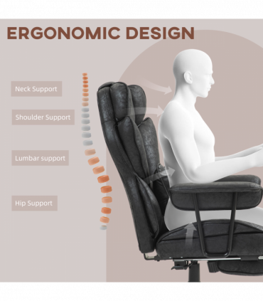 HOMCOM Office Chair, Ergonomic Desk Chair with Foot Rest, Black