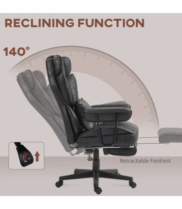 HOMCOM Office Chair, Ergonomic Desk Chair with Foot Rest, Black