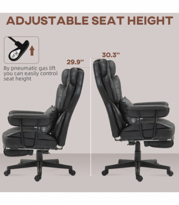 HOMCOM Office Chair, Ergonomic Desk Chair with Foot Rest, Black