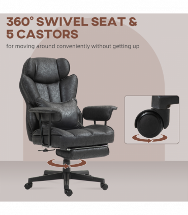 HOMCOM Office Chair, Ergonomic Desk Chair with Foot Rest, Black