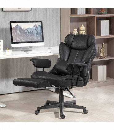 HOMCOM Office Chair, Ergonomic Desk Chair with Foot Rest, Black