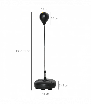 HOMCOM Punching Bag with Stand Boxing Bag Set with Adjustable Height Black, Gold