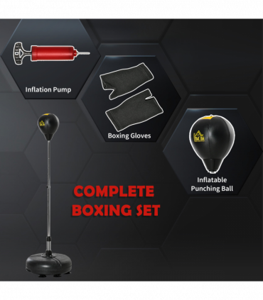 HOMCOM Punching Bag with Stand Boxing Bag Set with Adjustable Height Black, Gold