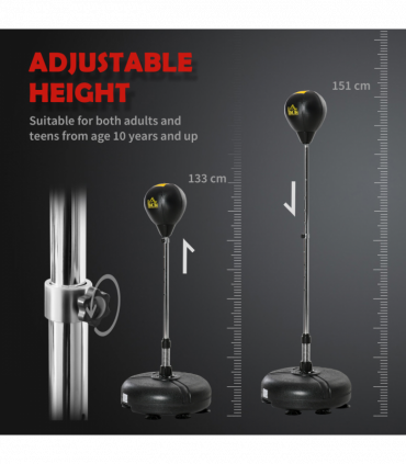 HOMCOM Punching Bag with Stand Boxing Bag Set with Adjustable Height Black, Gold