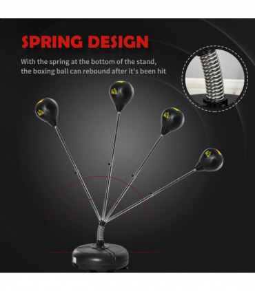 HOMCOM Punching Bag with Stand Boxing Bag Set with Adjustable Height Black, Gold