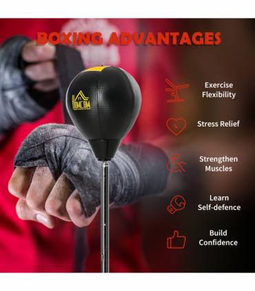 HOMCOM Punching Bag with Stand Boxing Bag Set with Adjustable Height Black, Gold