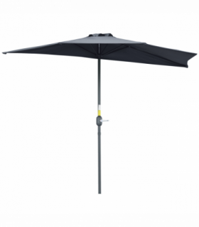 Half Round Umbrella Outdoor Balcony Parasol Wall Sun Shade 5 Ribs Grey, 2.7m