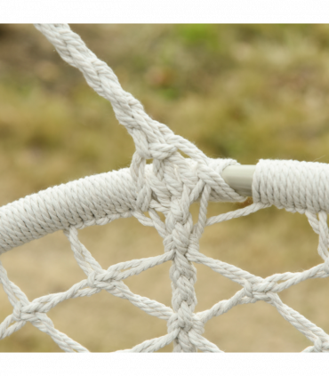 Hanging Hammock Chair Cotton Rope Swing & Metal Frame Large Macrame, Cream White