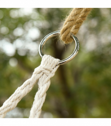 Hanging Hammock Chair Cotton Rope Swing & Metal Frame Large Macrame, Cream White