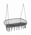 Hanging Hammock Chair Cotton Rope Swing & Metal Frame Large Macrame, Dark Grey