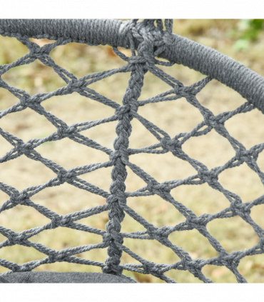 Hanging Hammock Chair Cotton Rope Swing & Metal Frame Large Macrame, Dark Grey