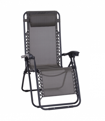 Metal Frame Zero Gravity Lounger w/ Head Pillow for Patio Decking  Outsunny