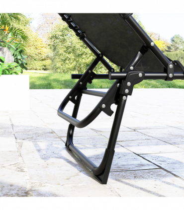 Outsunny 2 Pcs Folding Beach Chair Chaise Lounge 4 Adjustable Positions, Black