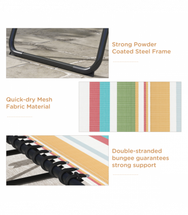 Outsunny 2 Pcs Folding Beach Chair Chaise Lounge 4 Adjustable Positions, Multi