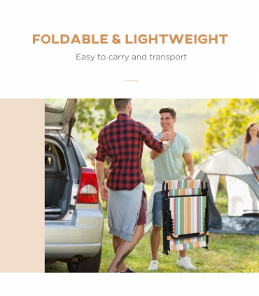 Outsunny 2 Pcs Folding Beach Chair Chaise Lounge 4 Adjustable Positions, Multi