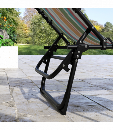 Outsunny 2 Pcs Folding Beach Chair Chaise Lounge 4 Adjustable Positions, Multi