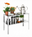 Outsunny 2 Tier Potting Bench Table, Galvanised Work Bench, Silver Tone