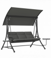 Outsunny 3 Seat Garden Swing Chair Steel w/ Adjustable Canopy and Coffee Tables
