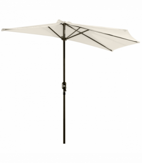 Outsunny 3 m Half Round Umbrella Parasol-White