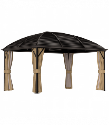 Outsunny 3 x 4m Hardtop Gazebo Aluminium Garden Pavilion Brown