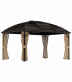 Outsunny 3 x 4m Hardtop Gazebo Aluminium Garden Pavilion Brown