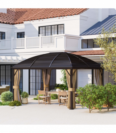 Outsunny 3 x 4m Hardtop Gazebo Aluminium Garden Pavilion Brown