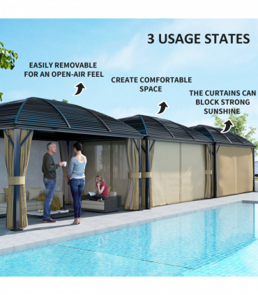 Outsunny 3 x 4m Hardtop Gazebo Aluminium Garden Pavilion Brown