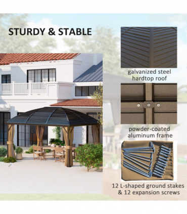 Outsunny 3 x 4m Hardtop Gazebo Aluminium Garden Pavilion Brown