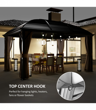 Outsunny 3 x 4m Hardtop Gazebo Aluminium Garden Pavilion Brown