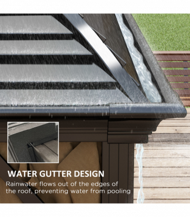 Outsunny 3 x 4m Hardtop Gazebo Aluminium Garden Pavilion Brown