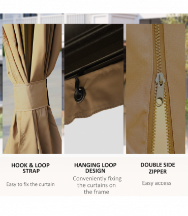 Outsunny 3 x 4m Hardtop Gazebo Aluminium Garden Pavilion Brown