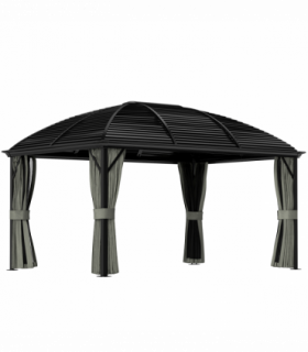Outsunny 3 x 4m Hardtop Gazebo Aluminium Garden Pavilion Dark Grey