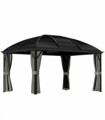 Outsunny 3 x 4m Hardtop Gazebo Aluminium Garden Pavilion Dark Grey