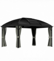 Outsunny 3 x 4m Hardtop Gazebo Aluminium Garden Pavilion Dark Grey