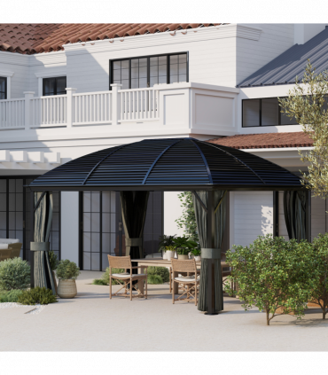 Outsunny 3 x 4m Hardtop Gazebo Aluminium Garden Pavilion Dark Grey