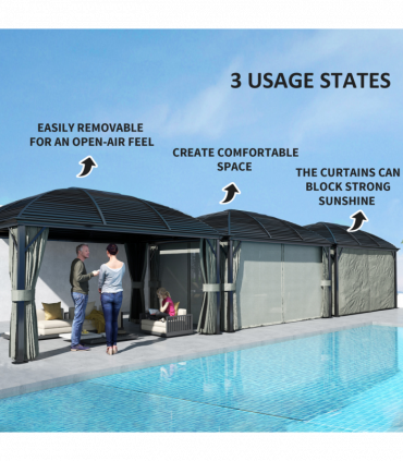 Outsunny 3 x 4m Hardtop Gazebo Aluminium Garden Pavilion Dark Grey