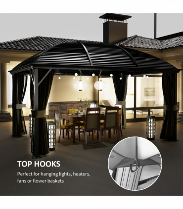 Outsunny 3 x 4m Hardtop Gazebo Aluminium Garden Pavilion Dark Grey