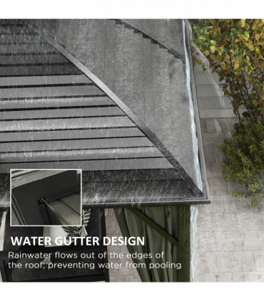 Outsunny 3 x 4m Hardtop Gazebo Aluminium Garden Pavilion Dark Grey