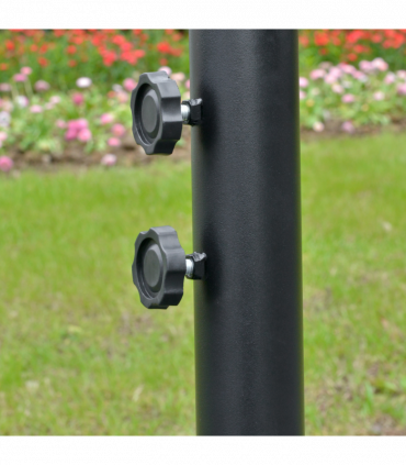 Outsunny 3(m) Cantilever Parasol Hanging Banana Umbrella w/ lights, Black