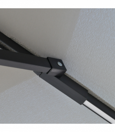 Outsunny 3(m) Cantilever Parasol Hanging Banana Umbrella w/ lights, Light Grey