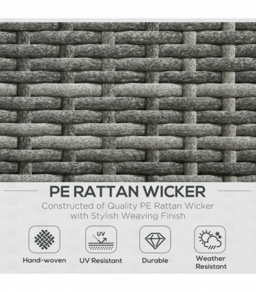 Outsunny 3Pcs Rattan Corner Sofa Set Coffee Table Garden Furniture w/ Cushion